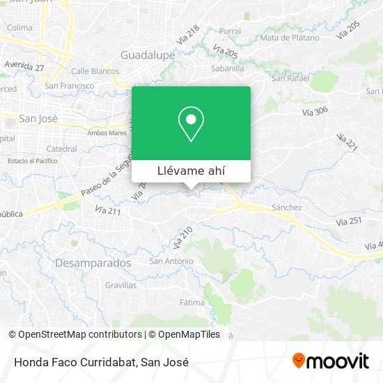 Mapa de Honda Faco Curridabat