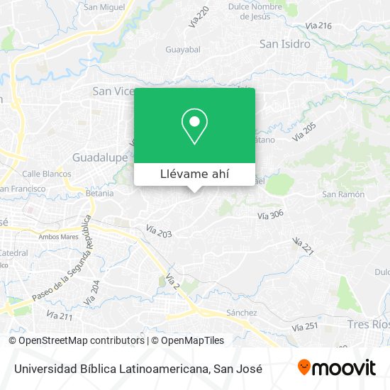 Mapa de Universidad Bíblica Latinoamericana