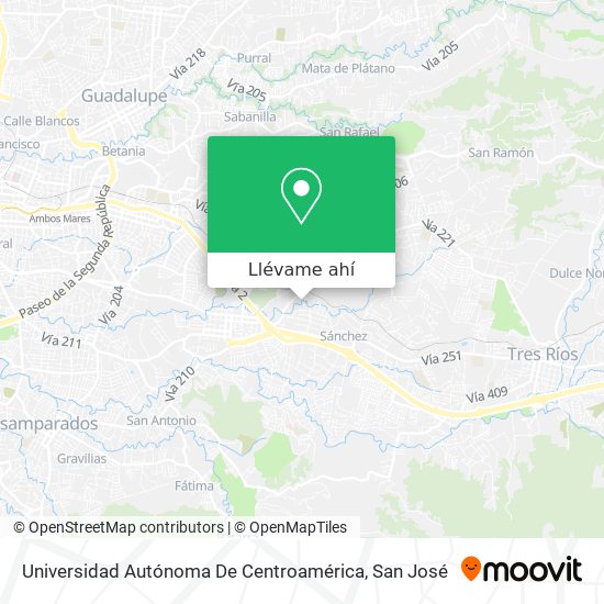 Mapa de Universidad Autónoma De Centroamérica