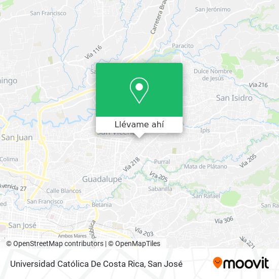 Mapa de Universidad Católica De Costa Rica