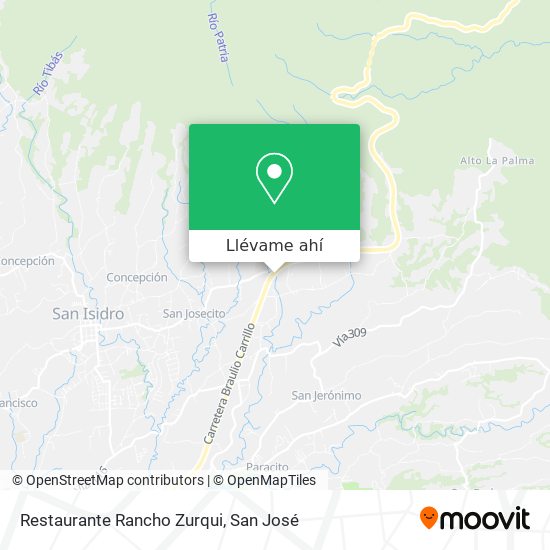 Mapa de Restaurante Rancho Zurqui