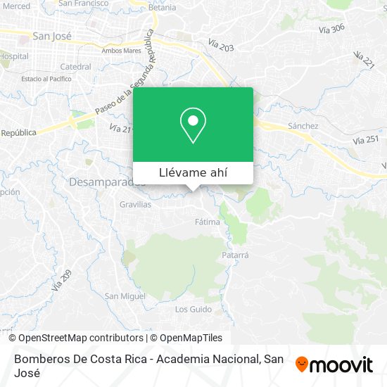 Mapa de Bomberos De Costa Rica - Academia Nacional