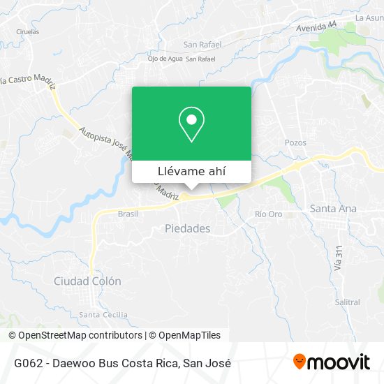 Mapa de G062 - Daewoo Bus Costa Rica