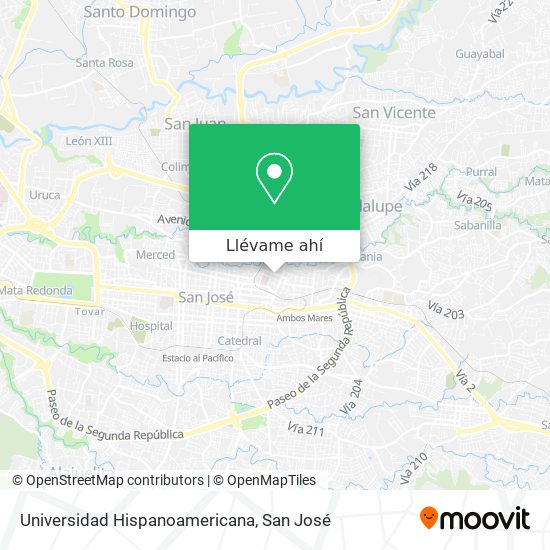 Mapa de Universidad Hispanoamericana