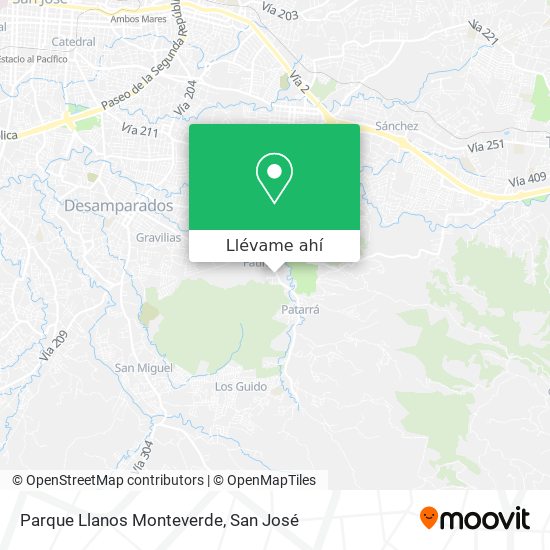 Mapa de Parque Llanos Monteverde