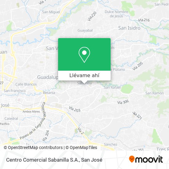 Mapa de Centro Comercial Sabanilla S.A.