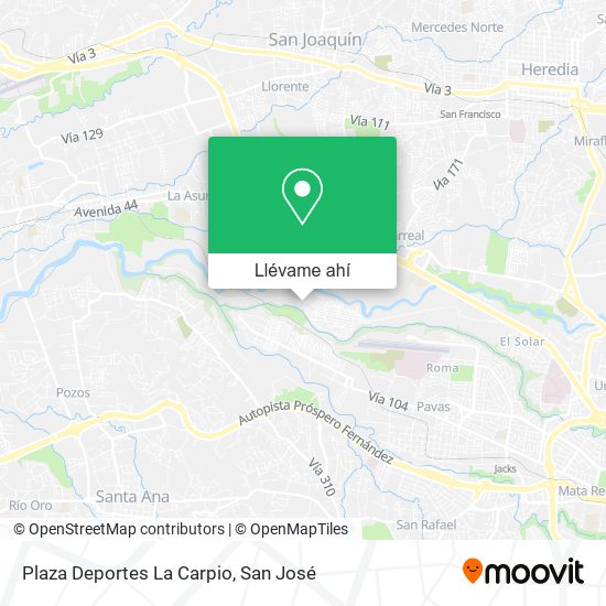 Mapa de Plaza Deportes La Carpio