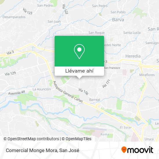 Mapa de Comercial Monge Mora