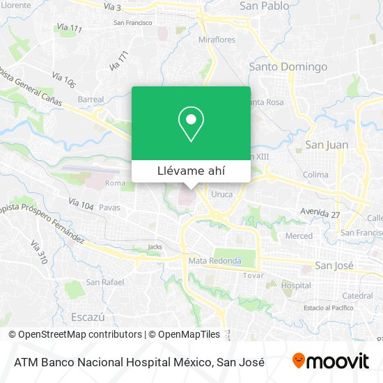 Mapa de ATM Banco Nacional Hospital México