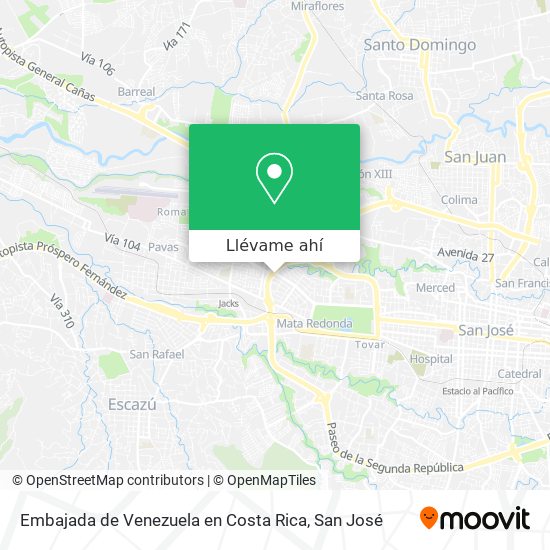 Mapa de Embajada de Venezuela en Costa Rica
