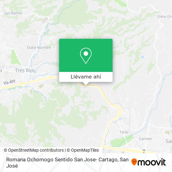 Mapa de Romana Ochomogo Sentido San Jose- Cartago