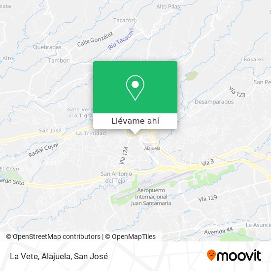 Mapa de La Vete, Alajuela