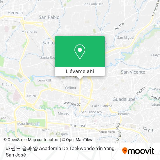 Mapa de 태권도 음과 양  Academia De Taekwondo Yin Yang