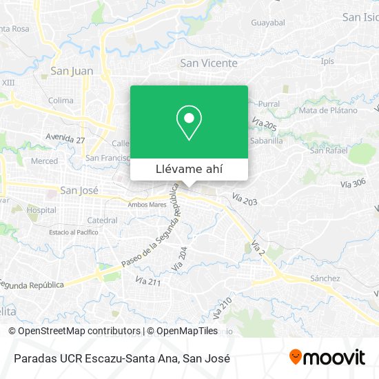 Mapa de Paradas UCR Escazu-Santa Ana