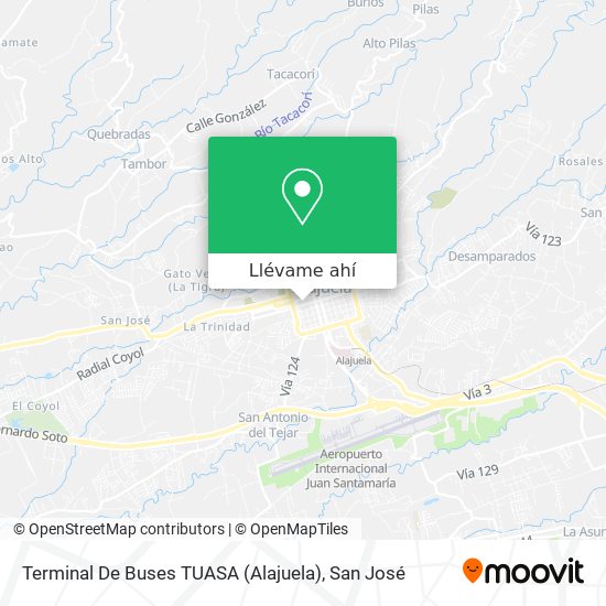 Mapa de Terminal De Buses TUASA (Alajuela)