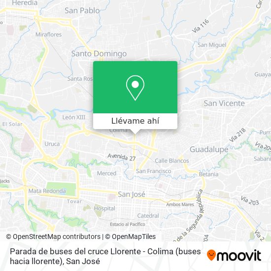 Mapa de Parada de buses del cruce Llorente - Colima (buses hacia llorente)