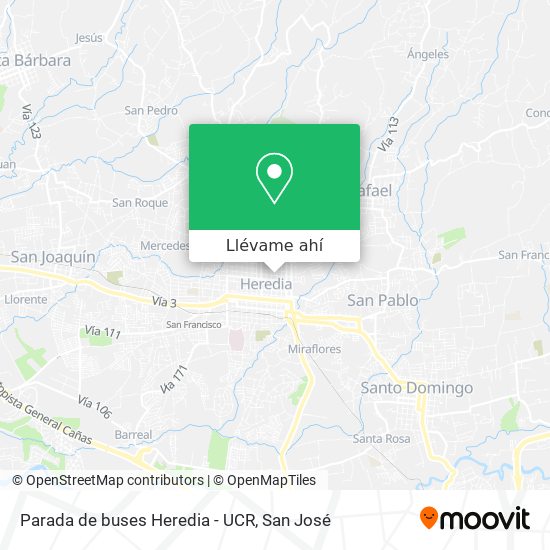 Mapa de Parada de buses Heredia - UCR