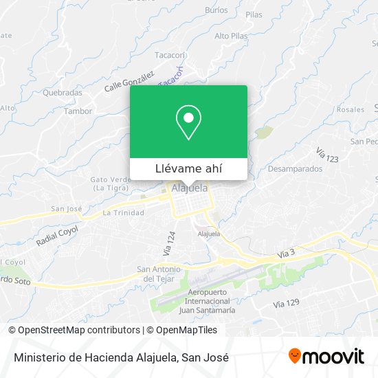 Mapa de Ministerio de Hacienda Alajuela