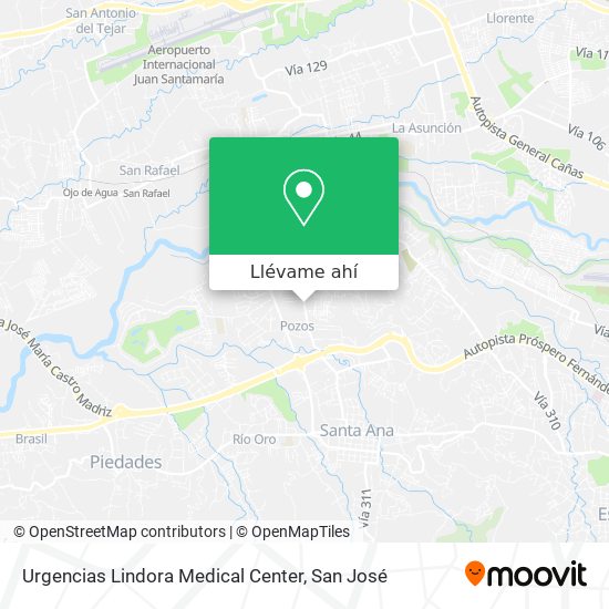 Mapa de Urgencias Lindora Medical Center