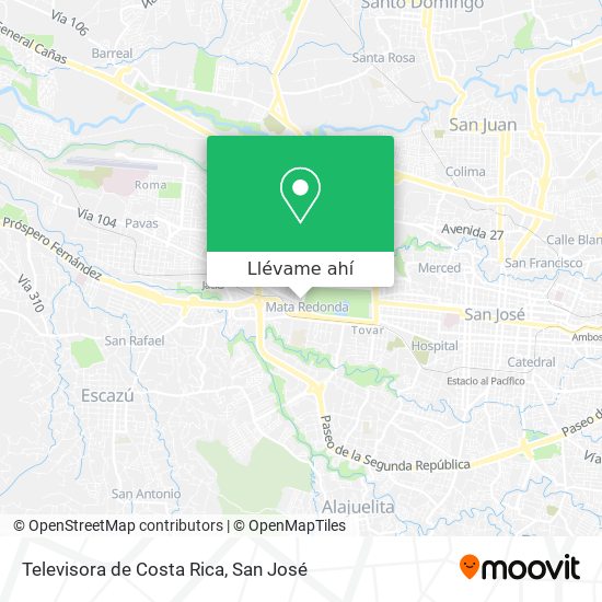 Mapa de Televisora de Costa Rica