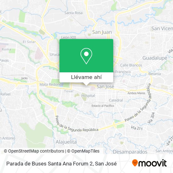 Mapa de Parada de Buses Santa Ana Forum 2