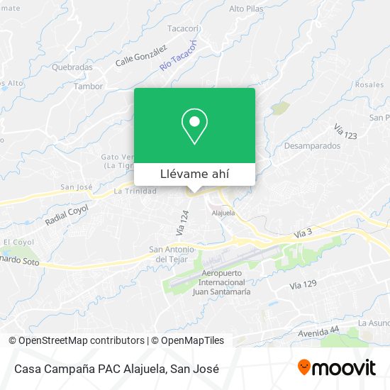 Mapa de Casa Campaña PAC Alajuela