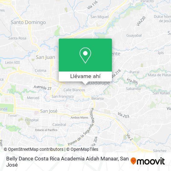 Mapa de Belly Dance Costa Rica Academia Aidah Manaar