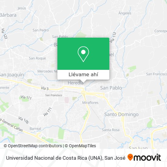 Mapa de Universidad Nacional de Costa Rica (UNA)
