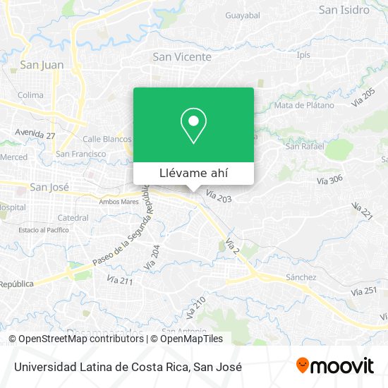 Mapa de Universidad Latina de Costa Rica