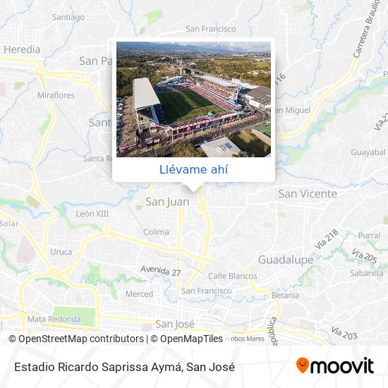 Mapa de Estadio Ricardo Saprissa Aymá