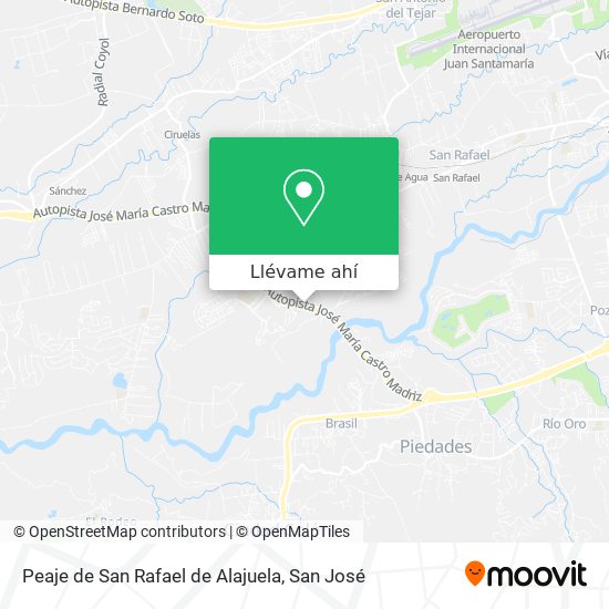 Mapa de Peaje de San Rafael de Alajuela