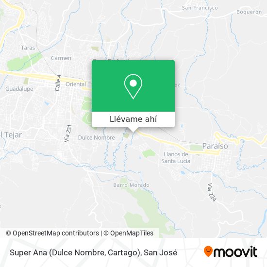 Mapa de Super Ana (Dulce Nombre, Cartago)