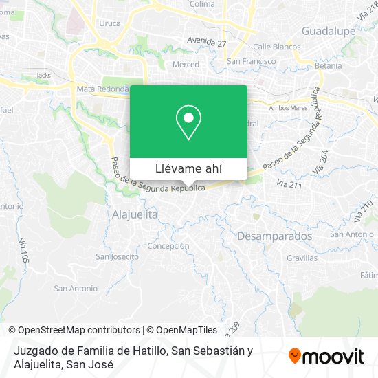 Mapa de Juzgado de Familia de Hatillo, San Sebastián y Alajuelita