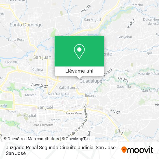 Mapa de Juzgado Penal Segundo Circuito Judicial San José