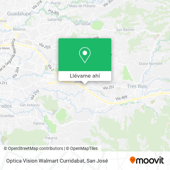 Mapa de Optica Vision Walmart Curridabat
