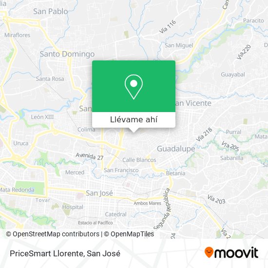 Mapa de PriceSmart Llorente