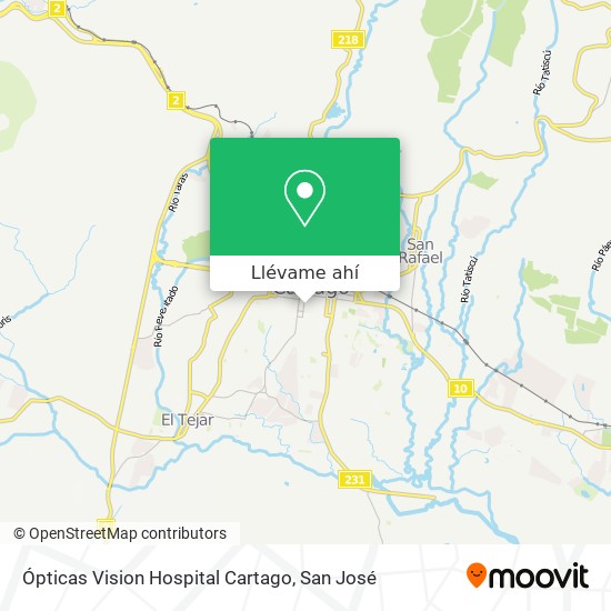 Mapa de Ópticas Vision Hospital Cartago