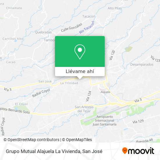 Mapa de Grupo Mutual Alajuela La Vivienda