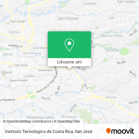 Mapa de Instituto Tecnológico de Costa Rica