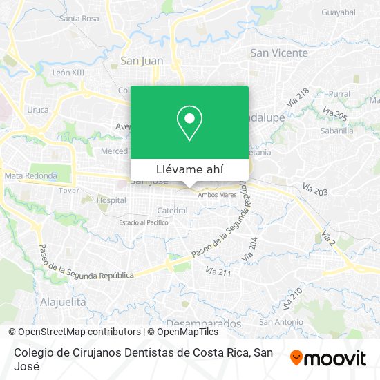 Mapa de Colegio de Cirujanos Dentistas de Costa Rica