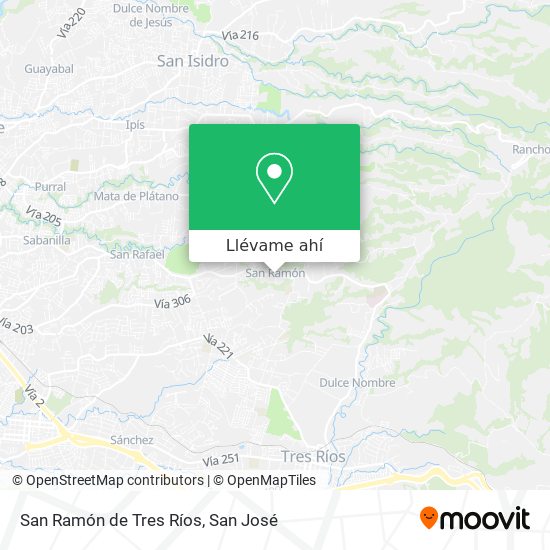 Mapa de San Ramón de Tres Ríos