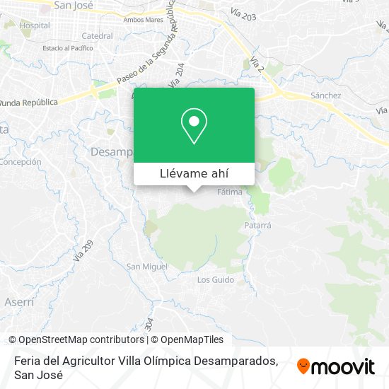 Mapa de Feria del Agricultor Villa Olímpica Desamparados