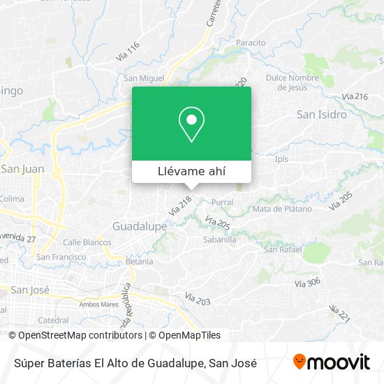 Mapa de Súper Baterías El Alto de Guadalupe