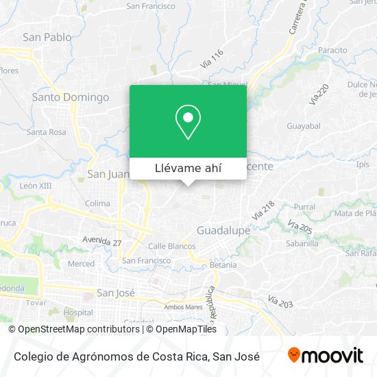 Mapa de Colegio de Agrónomos de Costa Rica
