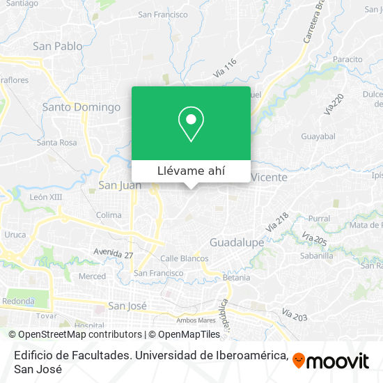 Mapa de Edificio de Facultades. Universidad de Iberoamérica