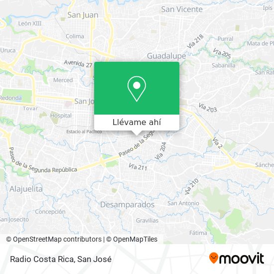 Mapa de Radio Costa Rica