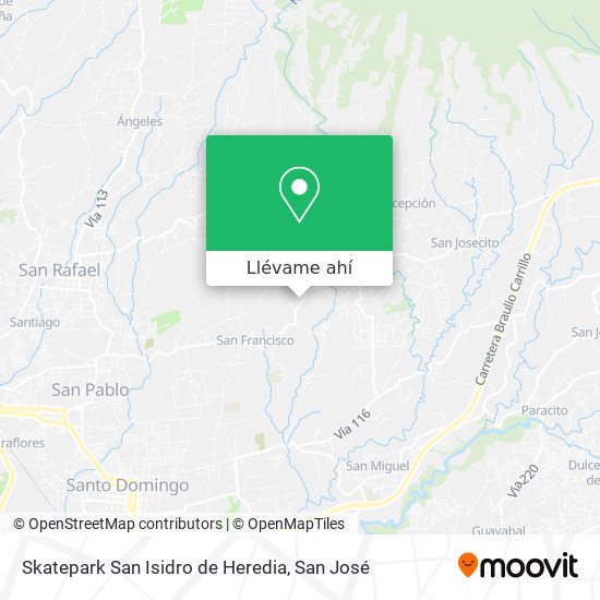 Mapa de Skatepark San Isidro de Heredia