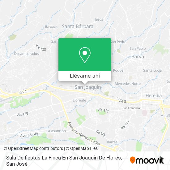 Mapa de Sala De fiestas La Finca En San Joaquin De Flores