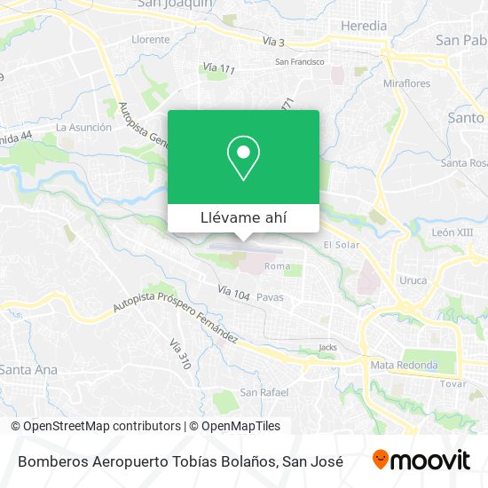 Mapa de Bomberos Aeropuerto Tobías Bolaños