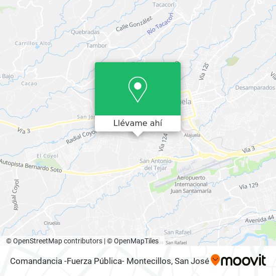 Mapa de Comandancia -Fuerza Pública- Montecillos